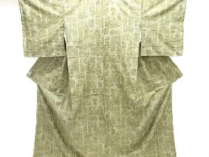 アンティーク　草花模様織り出し手織り紬着物